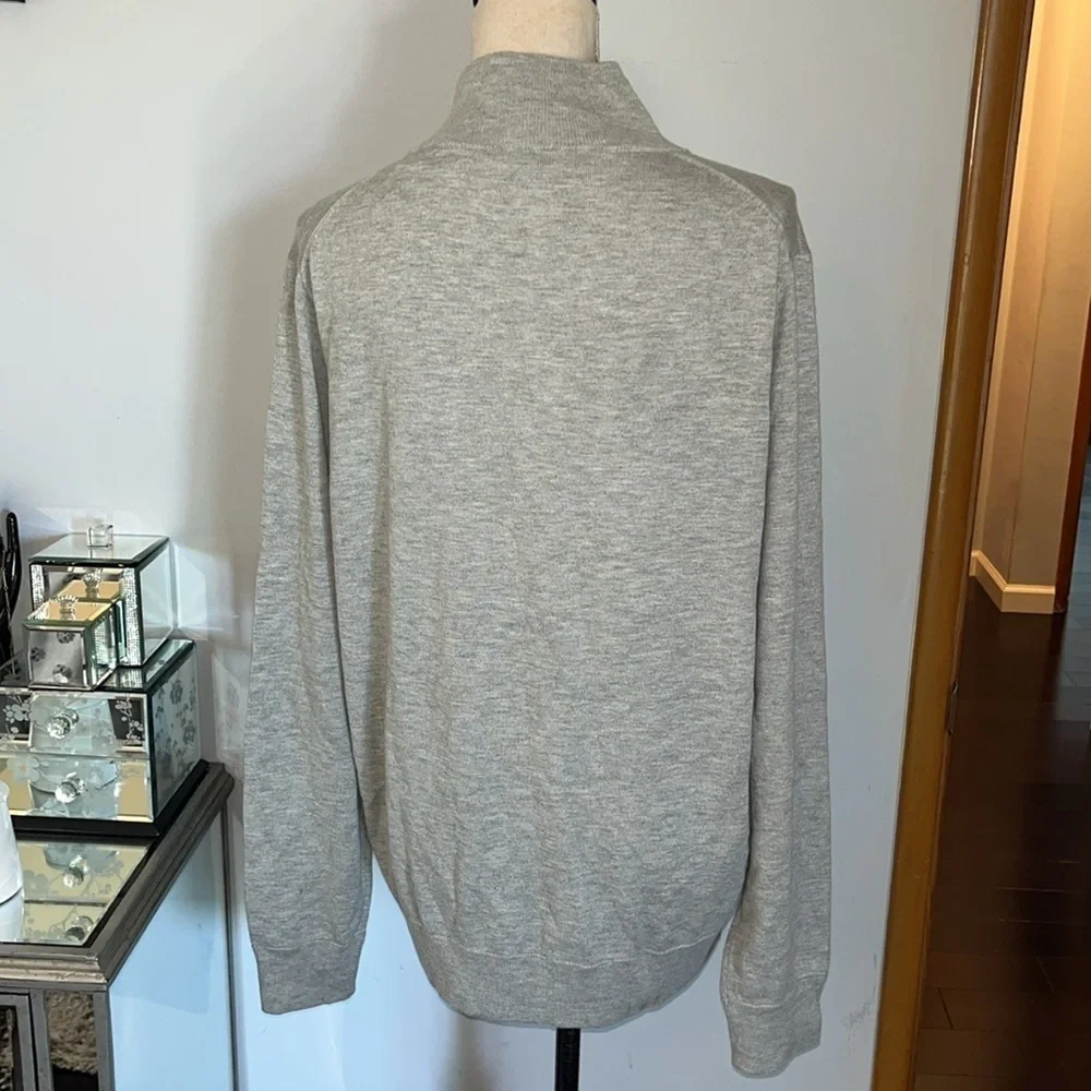 J Crew Mercantile Gray Zip Up Sweater High Collar Large.  Merino Wool Blend.
